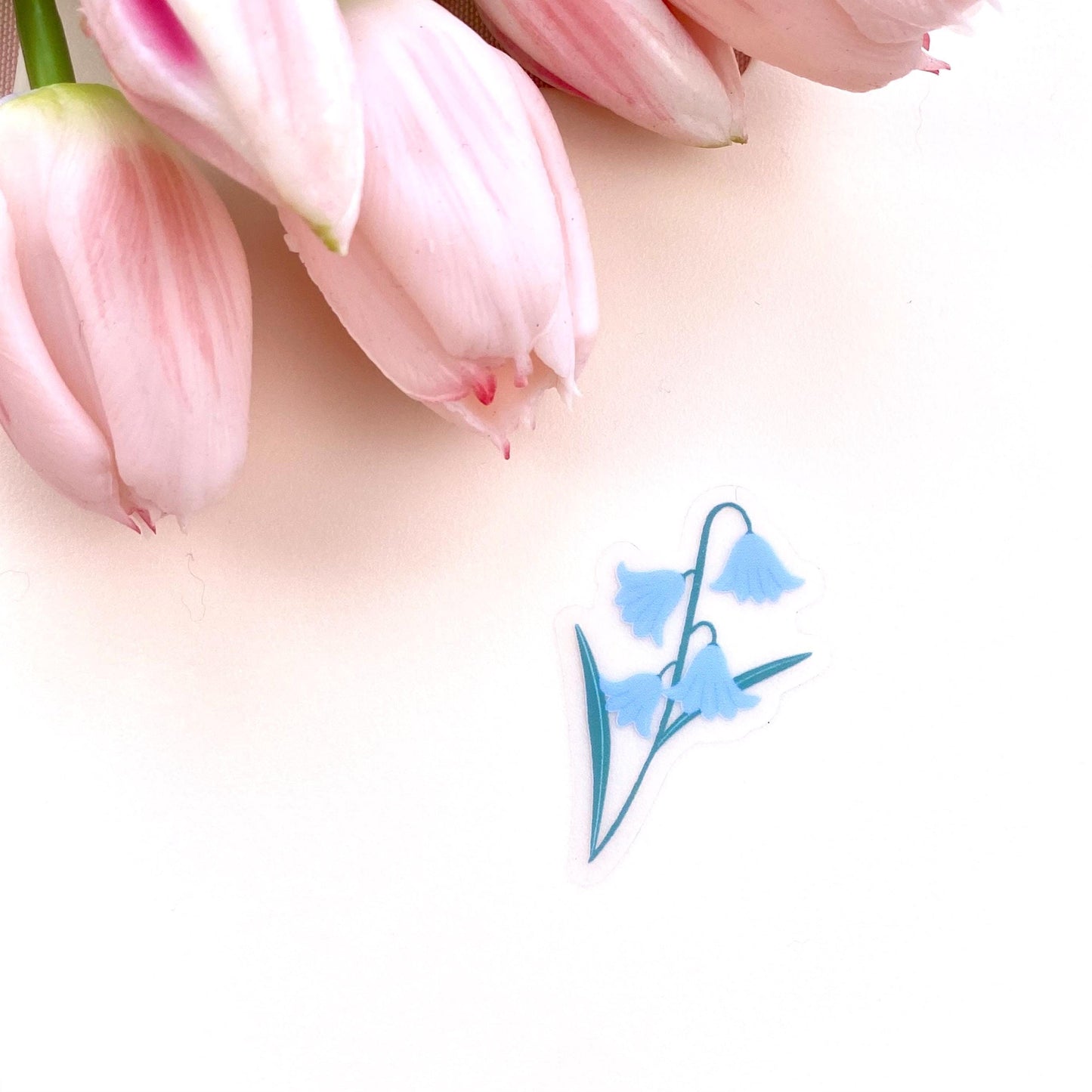 Sticker with a bluebell flower on a white background