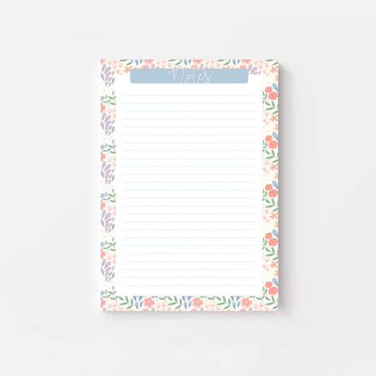 Floral border notepad on a white background