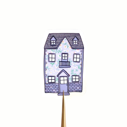 Decorative house sticker with floral pattern on a white background