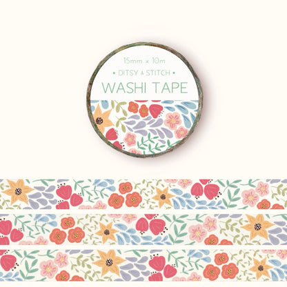 Floral washi tape labelled with 'Ditsy & Stitch' on a white background.