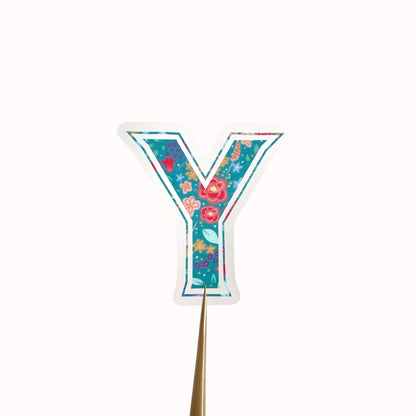 Floral letter 'Y' sticker on a white background