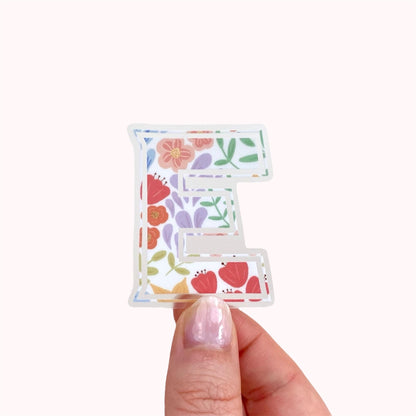 Summer Blooms Letter “E” Clear Vinyl Sticker