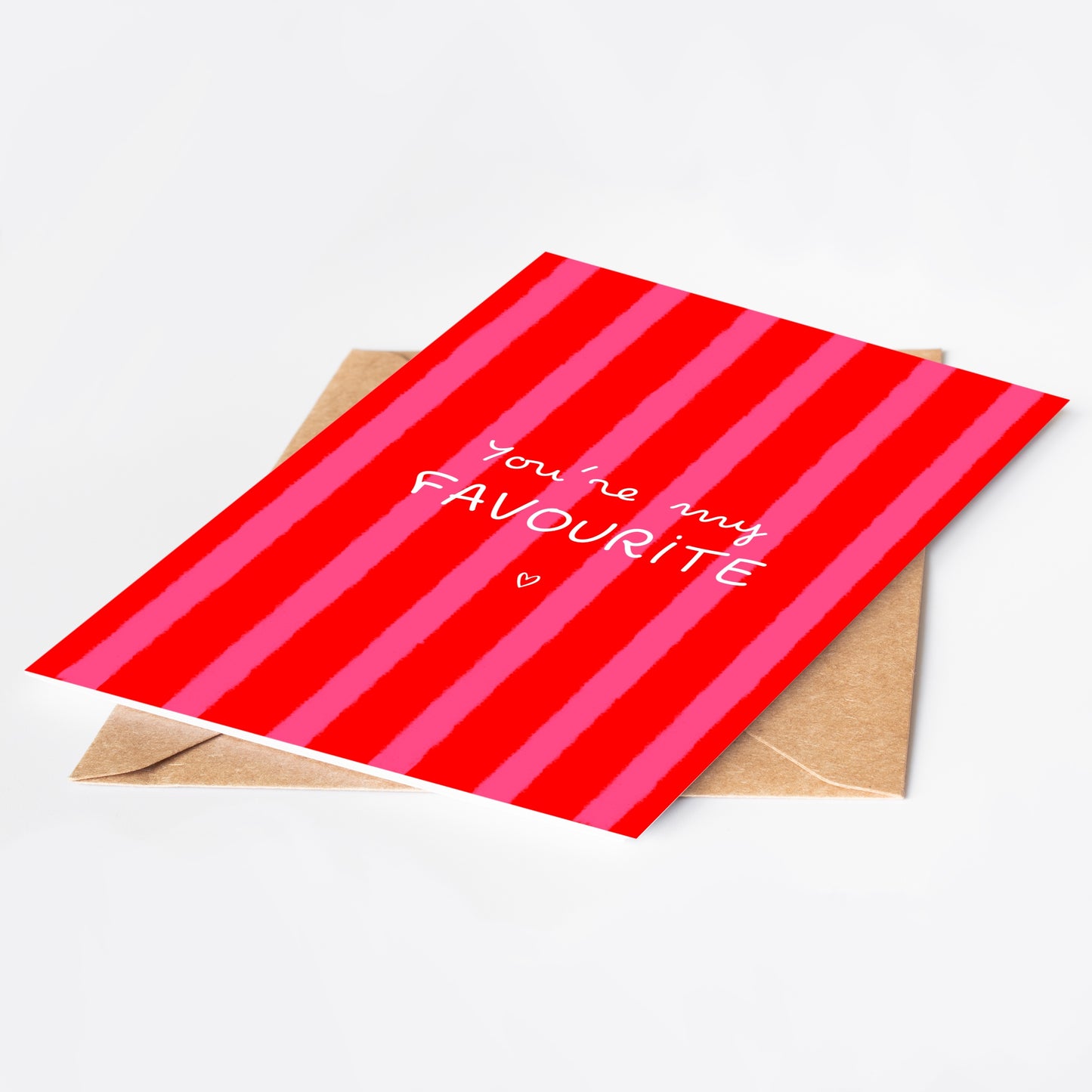Red striped card with 'You're my Favourite' text on a white background
