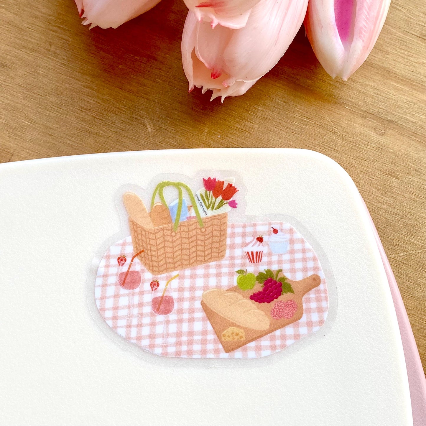 Sticker with picnic design on a white background